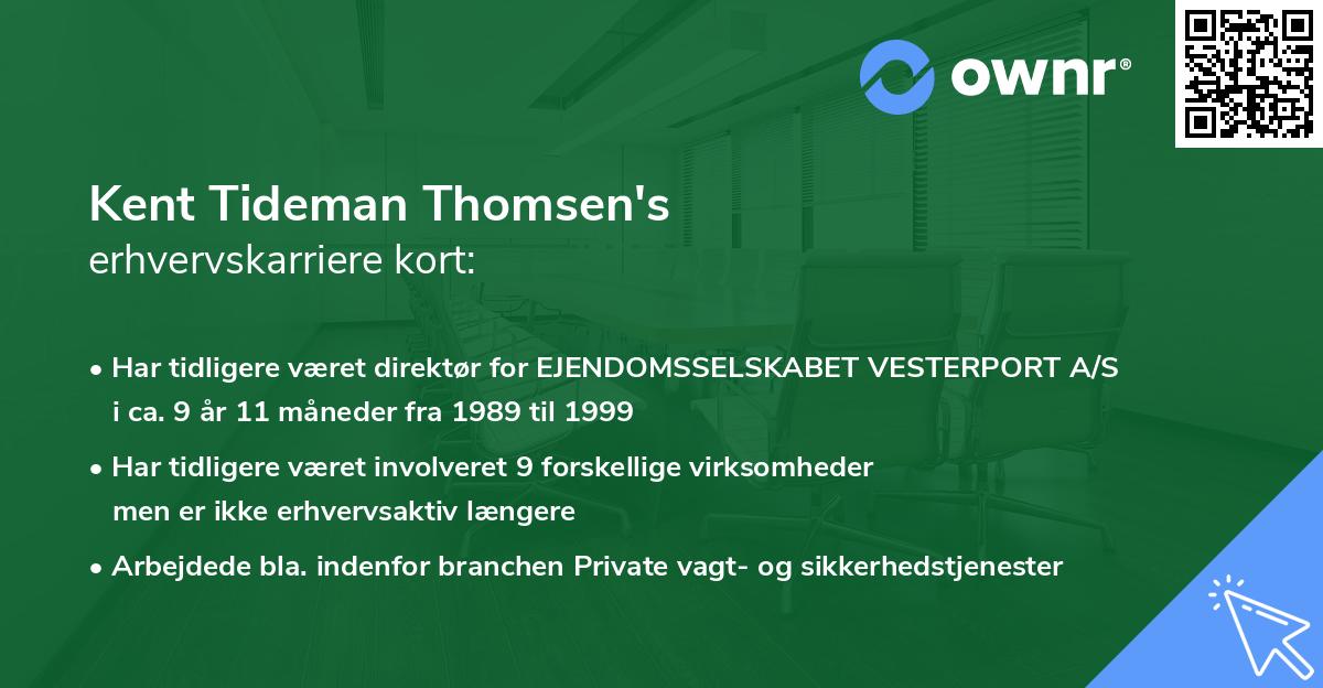 Kent Tideman Thomsen's erhvervskarriere kort