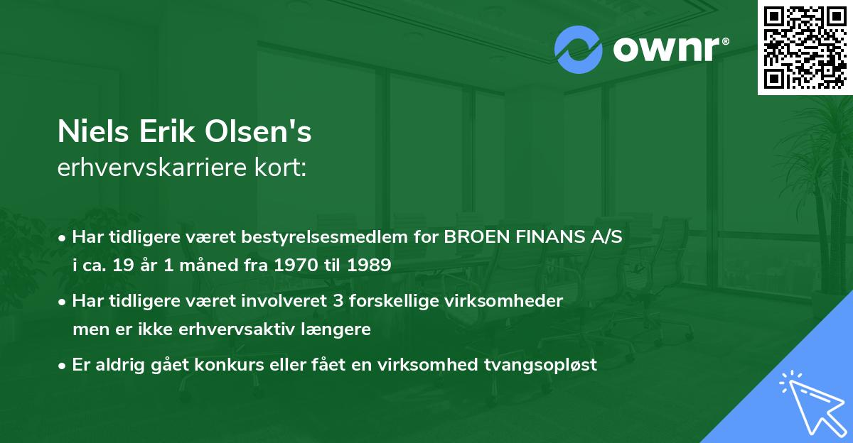 Niels Erik Olsen's erhvervskarriere kort