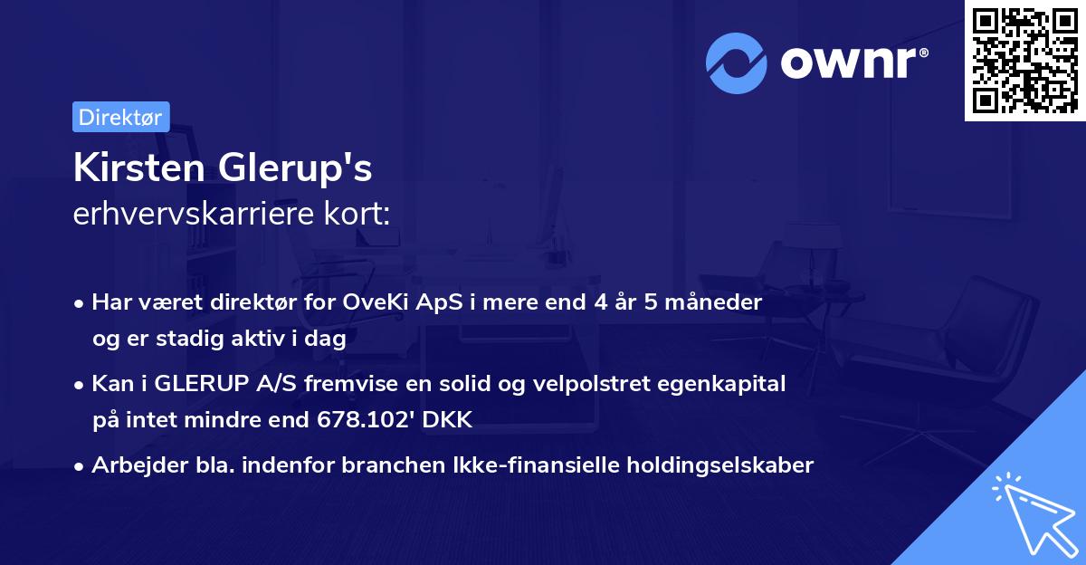 Kirsten Glerup's erhvervskarriere kort