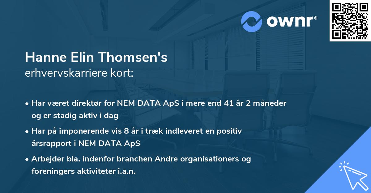 Hanne Elin Thomsen's erhvervskarriere kort