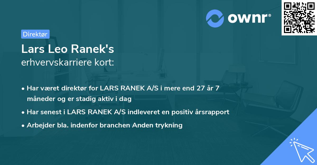 Lars Leo Ranek's erhvervskarriere kort