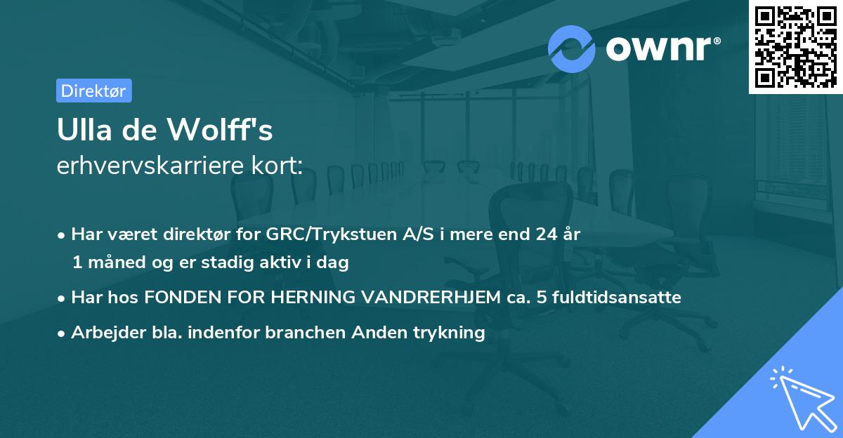 Ulla de Wolff's erhvervskarriere kort