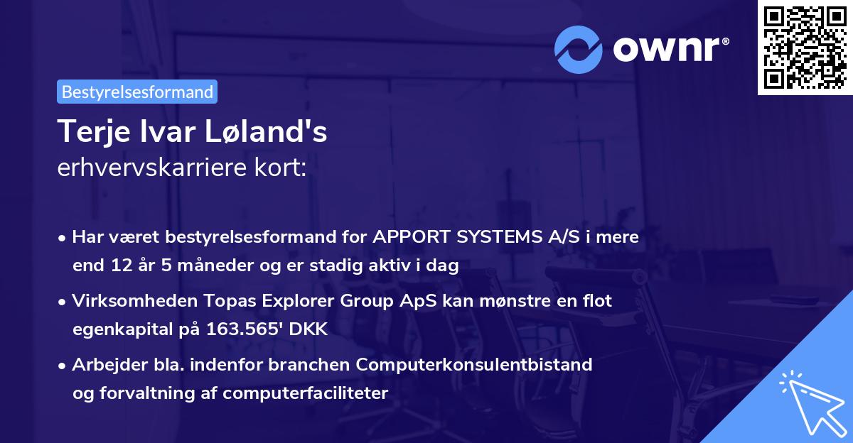 Terje Ivar Løland's erhvervskarriere kort