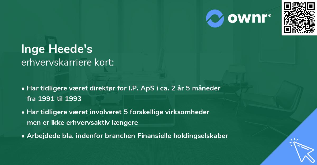 Inge Heede's erhvervskarriere kort