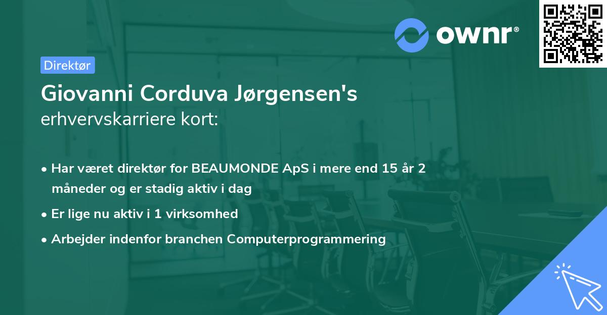 Giovanni Corduva Jørgensen's erhvervskarriere kort