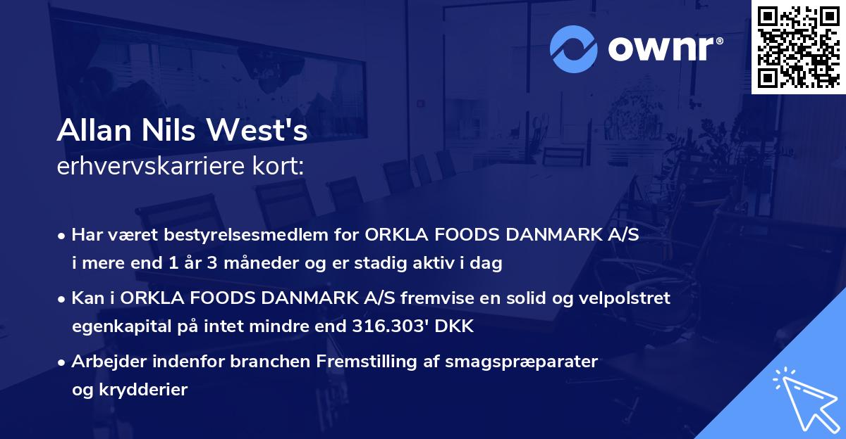 Allan Nils West's erhvervskarriere kort