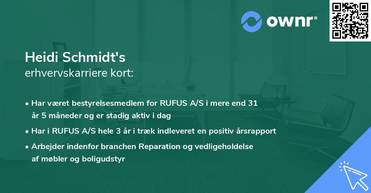 Heidi Schmidt's erhvervskarriere kort