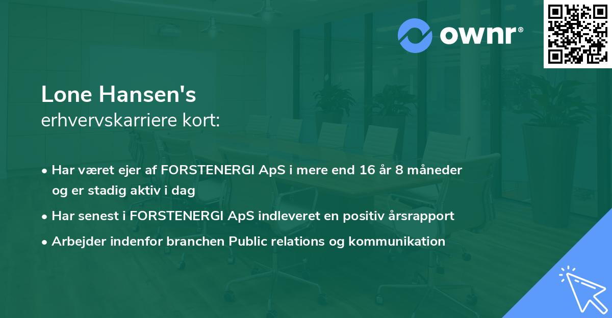 Lone Hansen's erhvervskarriere kort