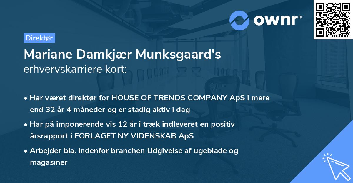 Mariane Damkjær Munksgaard's erhvervskarriere kort