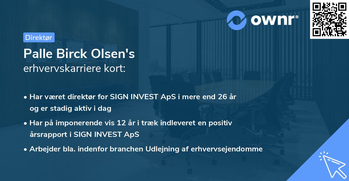 Palle Birck Olsen's erhvervskarriere kort