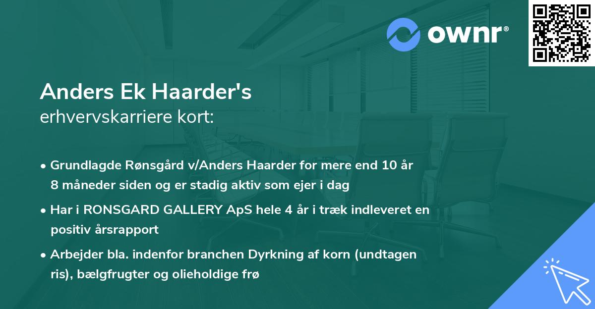 Anders Ek Haarder's erhvervskarriere kort