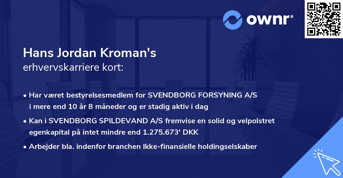 Hans Jordan Kroman's erhvervskarriere kort