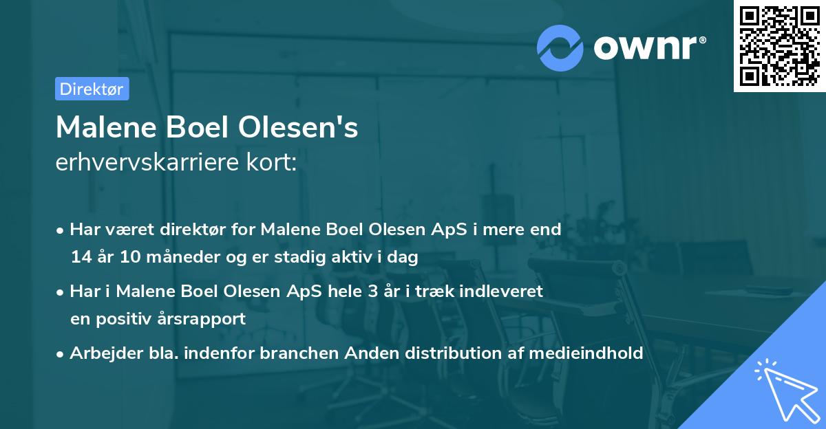 Malene Boel Olesen's erhvervskarriere kort