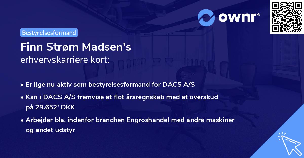 Finn Strøm Madsen's erhvervskarriere kort