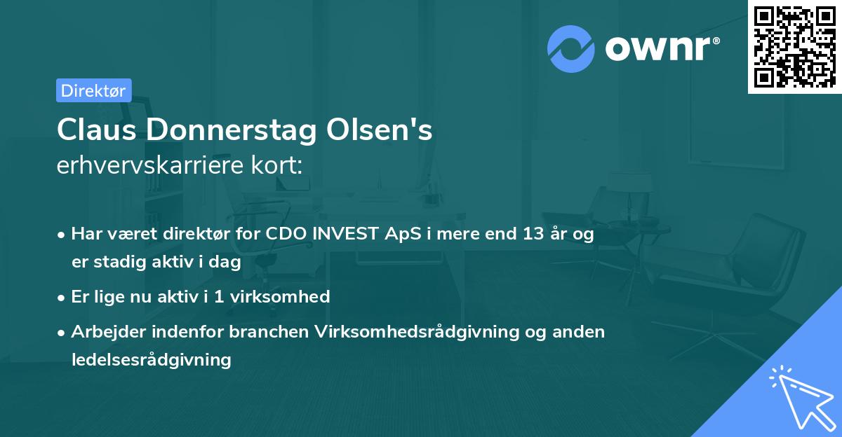 Claus Donnerstag Olsen's erhvervskarriere kort