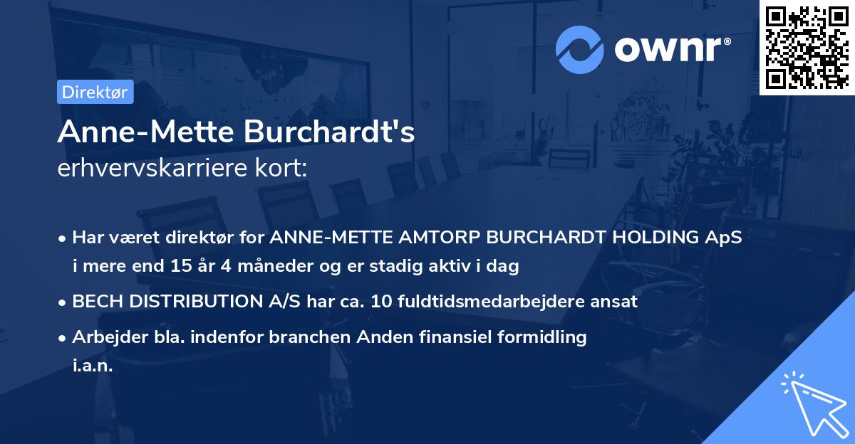 Anne-Mette Burchardt's erhvervskarriere kort
