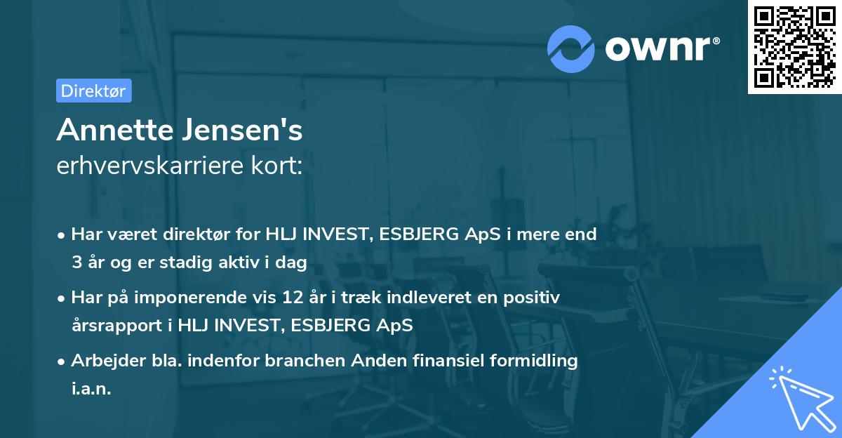 Annette Jensen's erhvervskarriere kort