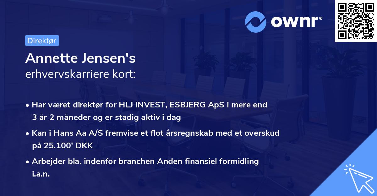 Annette Jensen's erhvervskarriere kort