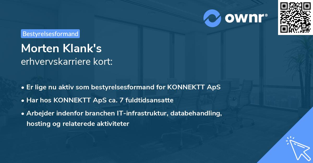 Morten Klank's erhvervskarriere kort