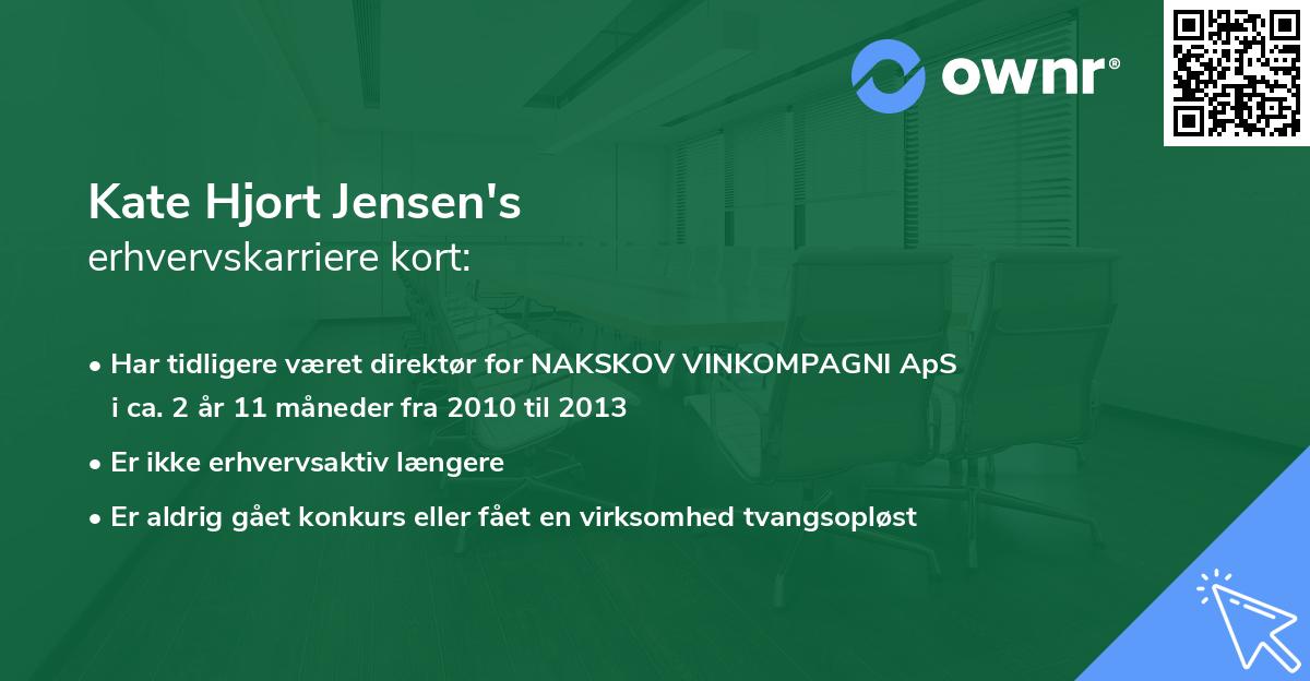 Kate Hjort Jensen's erhvervskarriere kort