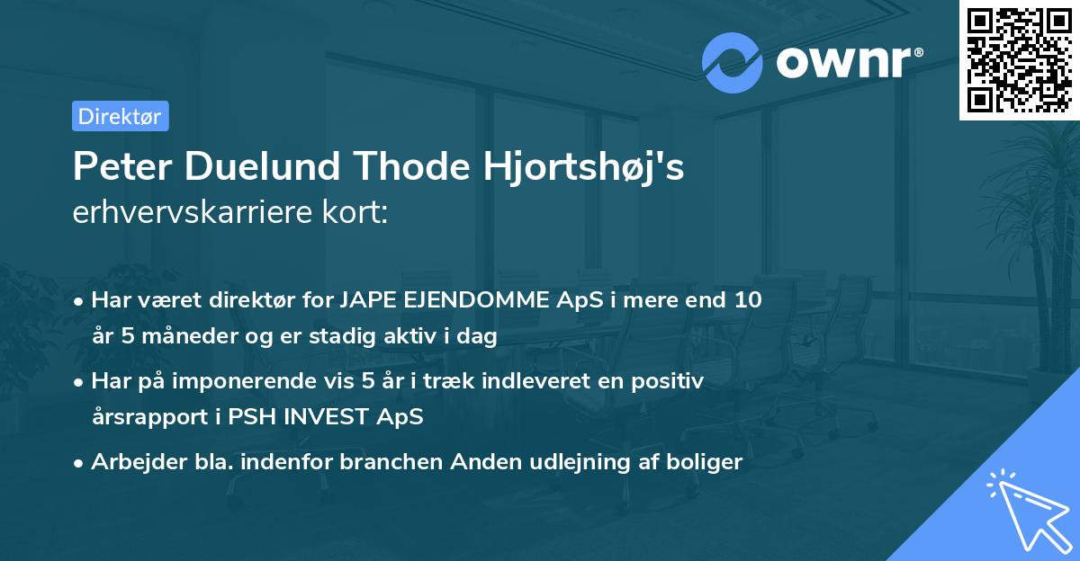 Peter Duelund Thode Hjortshøj's erhvervskarriere kort