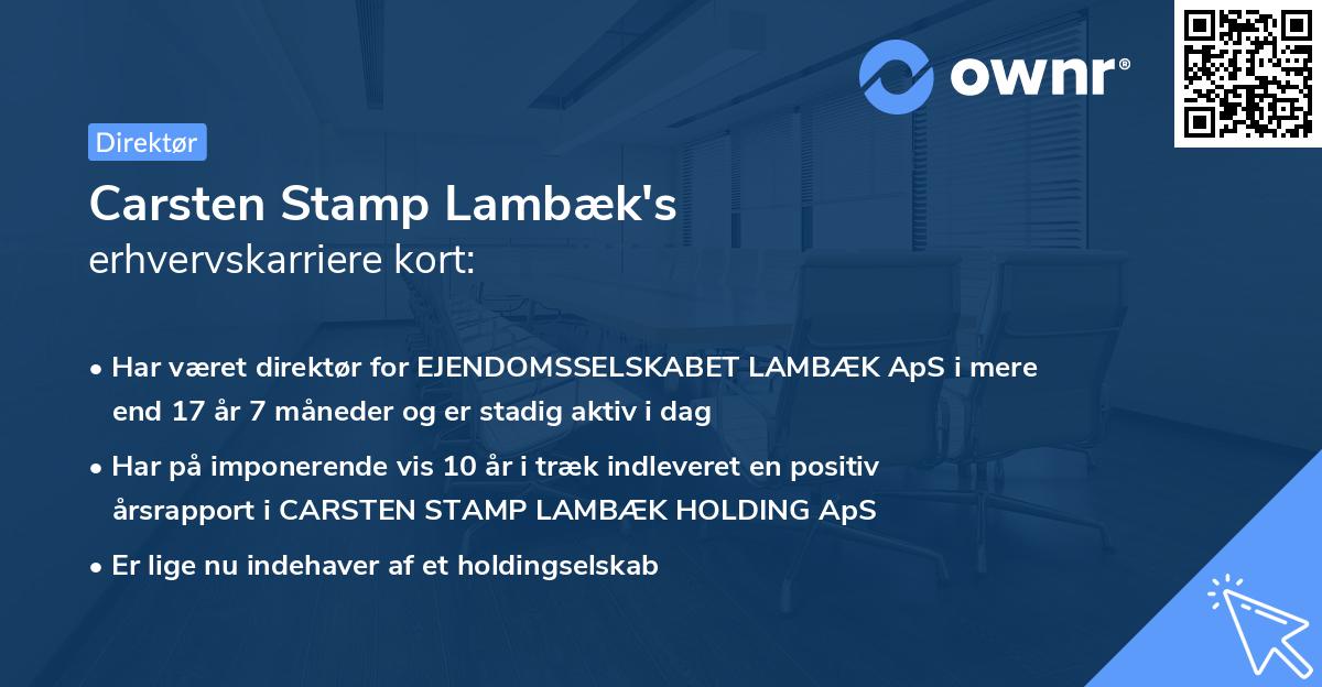 Carsten Stamp Lambæk's erhvervskarriere kort