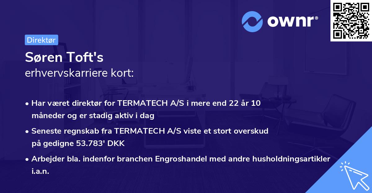 Søren Toft's erhvervskarriere kort