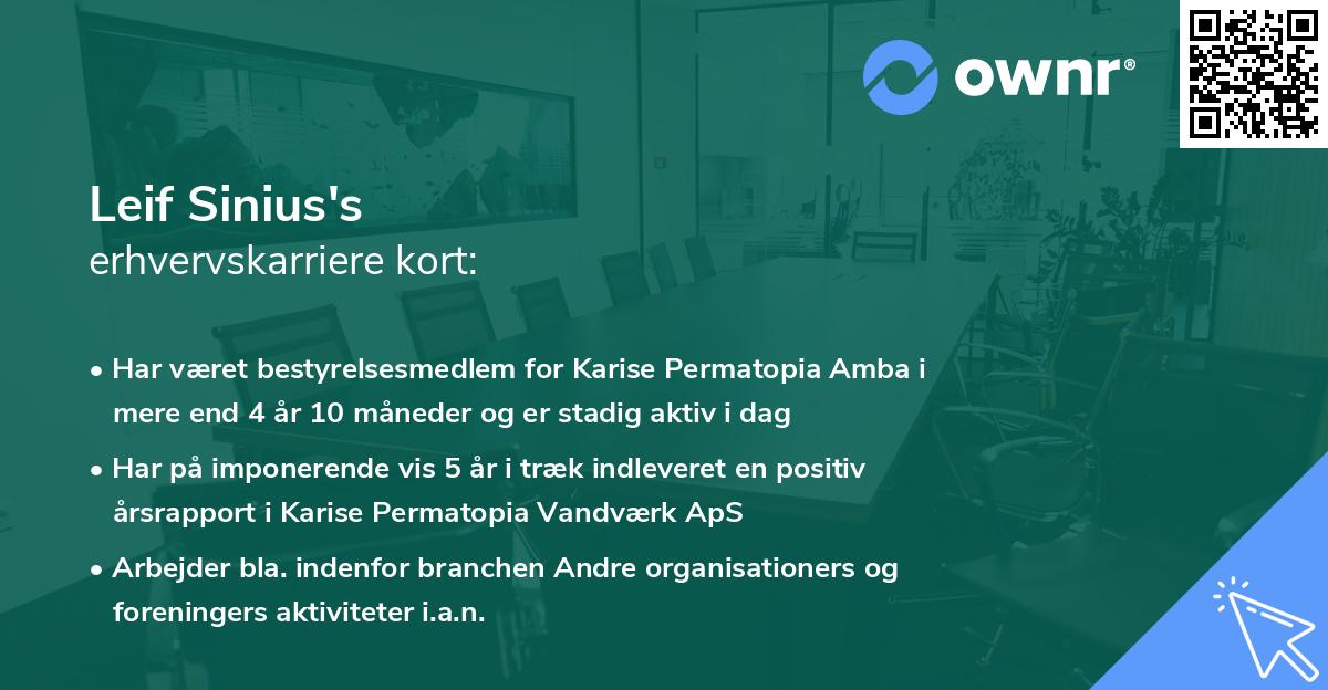 Leif Sinius's erhvervskarriere kort