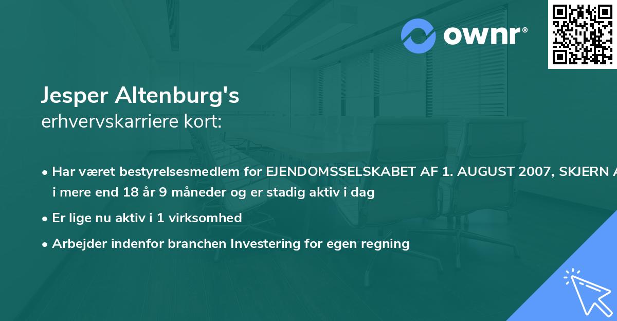 Jesper Altenburg's erhvervskarriere kort