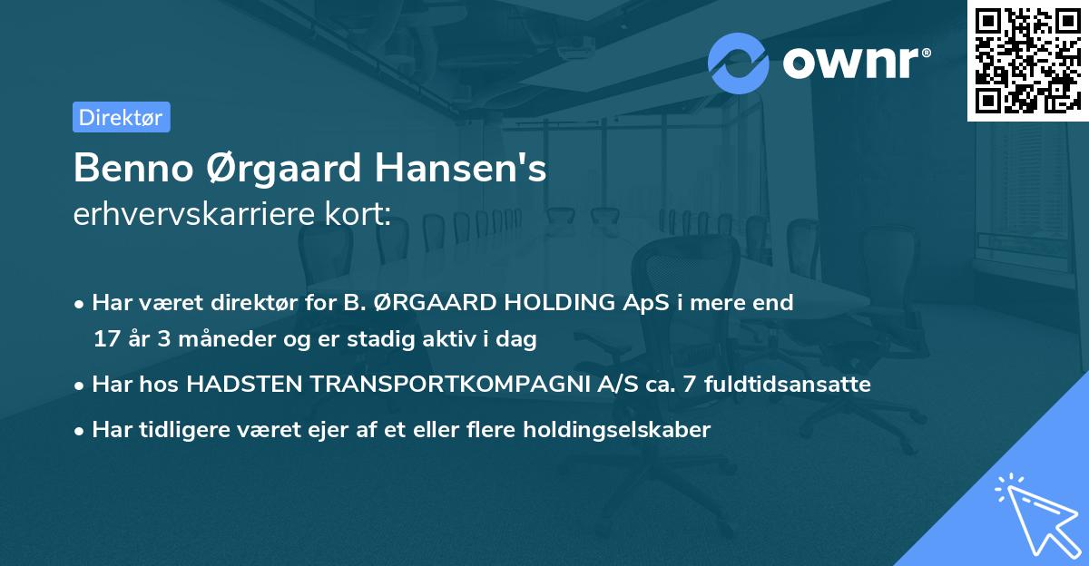 Benno Ørgaard Hansen's erhvervskarriere kort