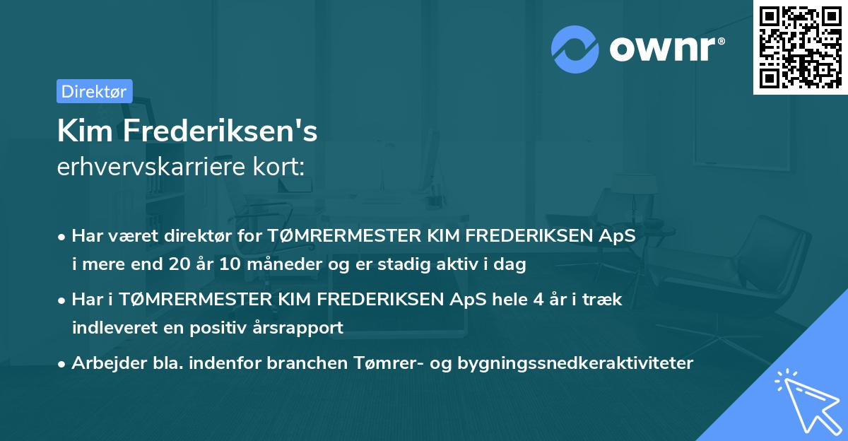 Kim Frederiksen's erhvervskarriere kort
