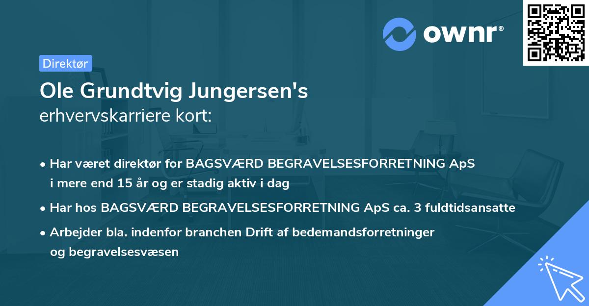 Ole Grundtvig Jungersen's erhvervskarriere kort