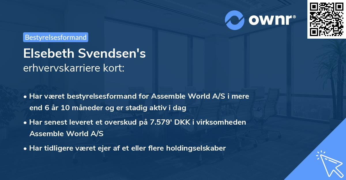 Elsebeth Svendsen's erhvervskarriere kort