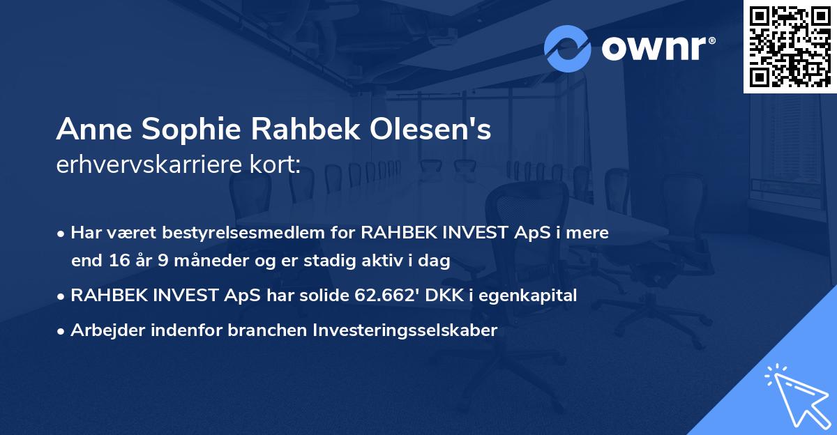 Anne Sophie Rahbek Olesen's erhvervskarriere kort