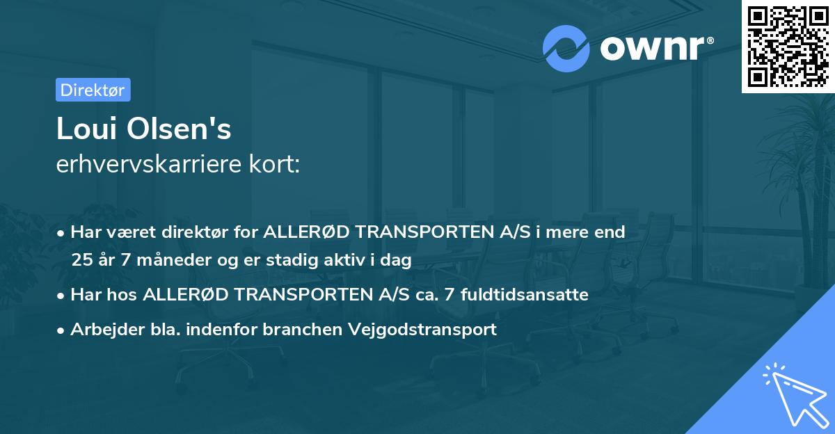 Loui Olsen's erhvervskarriere kort