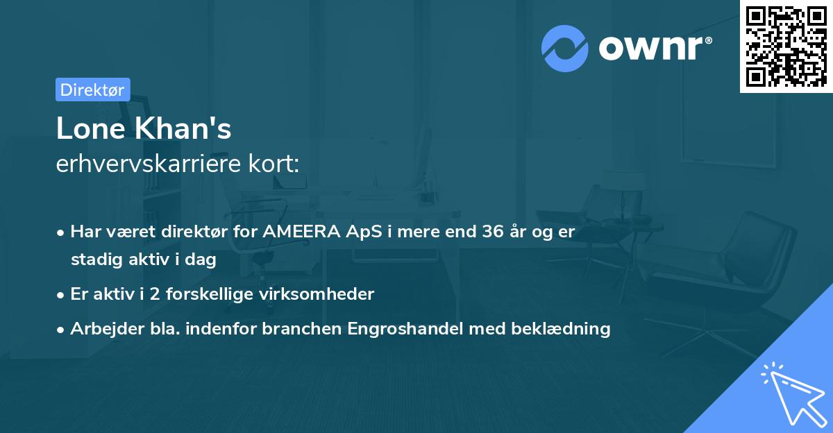 Lone Khan's erhvervskarriere kort