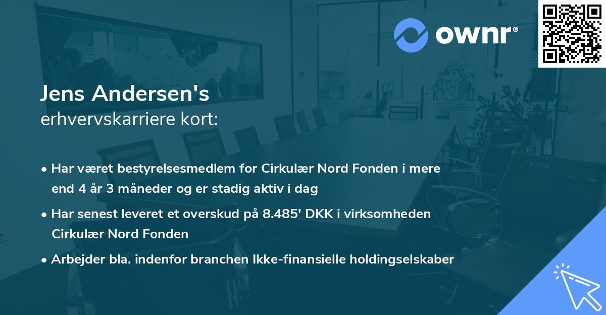 Jens Andersen's erhvervskarriere kort