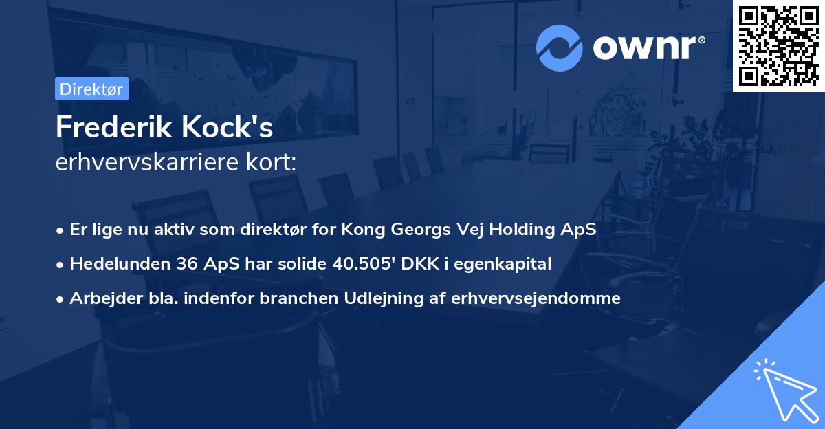Frederik Kock's erhvervskarriere kort