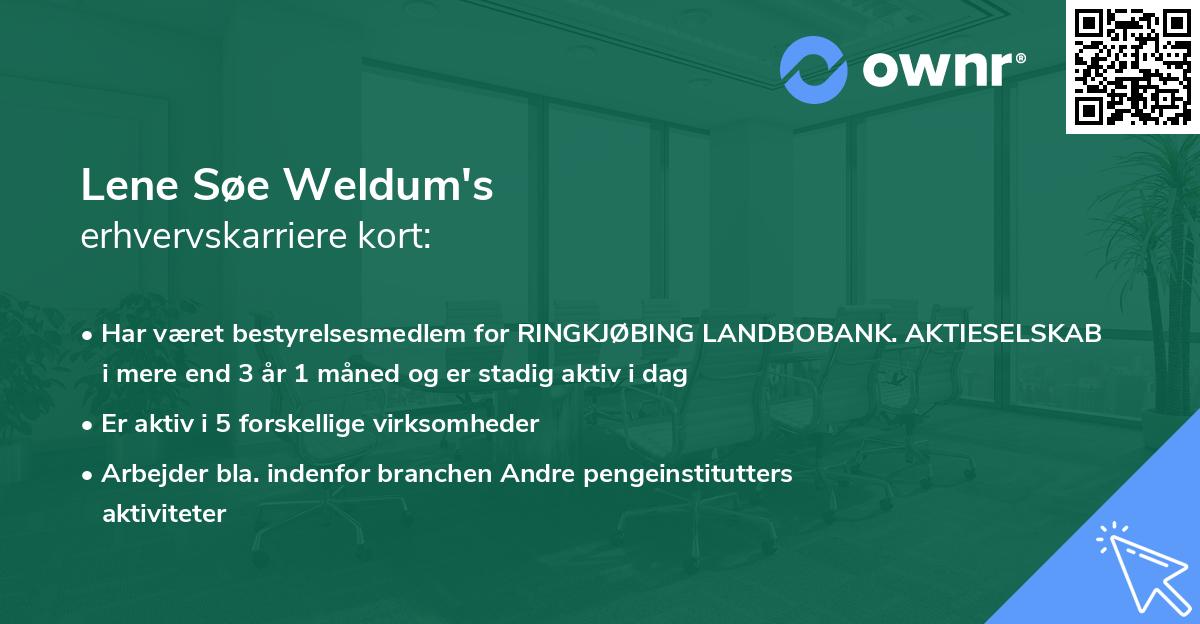 Lene Søe Weldum's erhvervskarriere kort