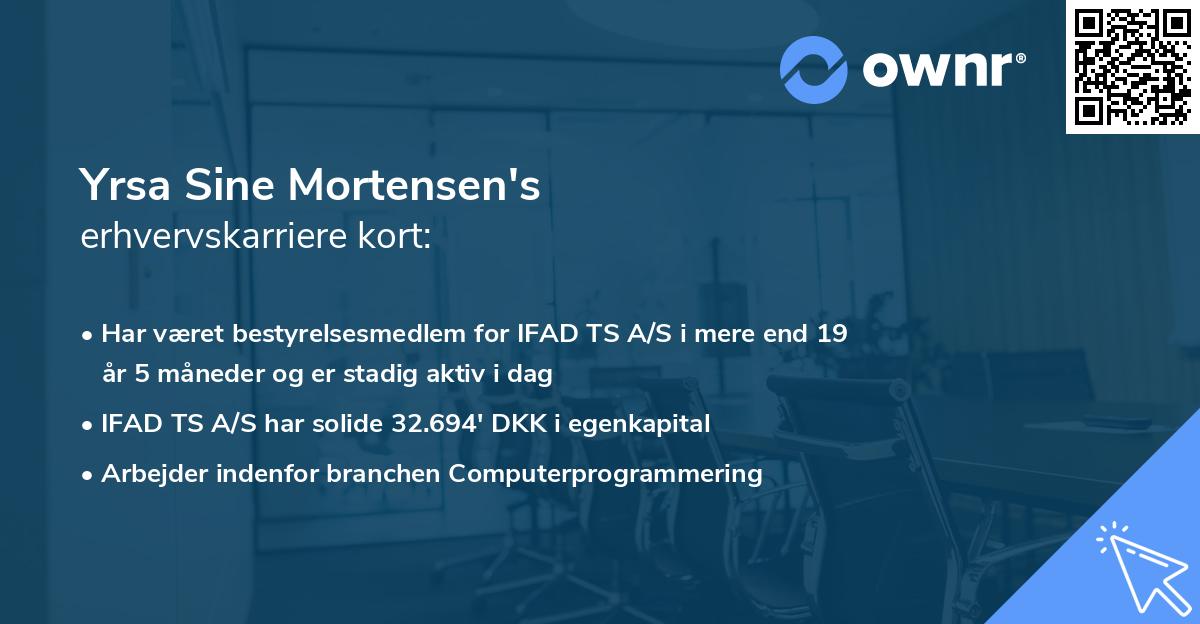 Yrsa Sine Mortensen's erhvervskarriere kort