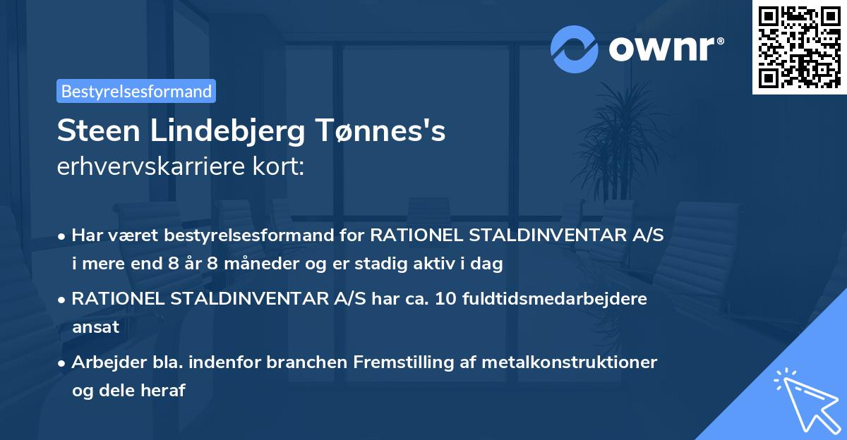 Steen Lindebjerg Tønnes's erhvervskarriere kort