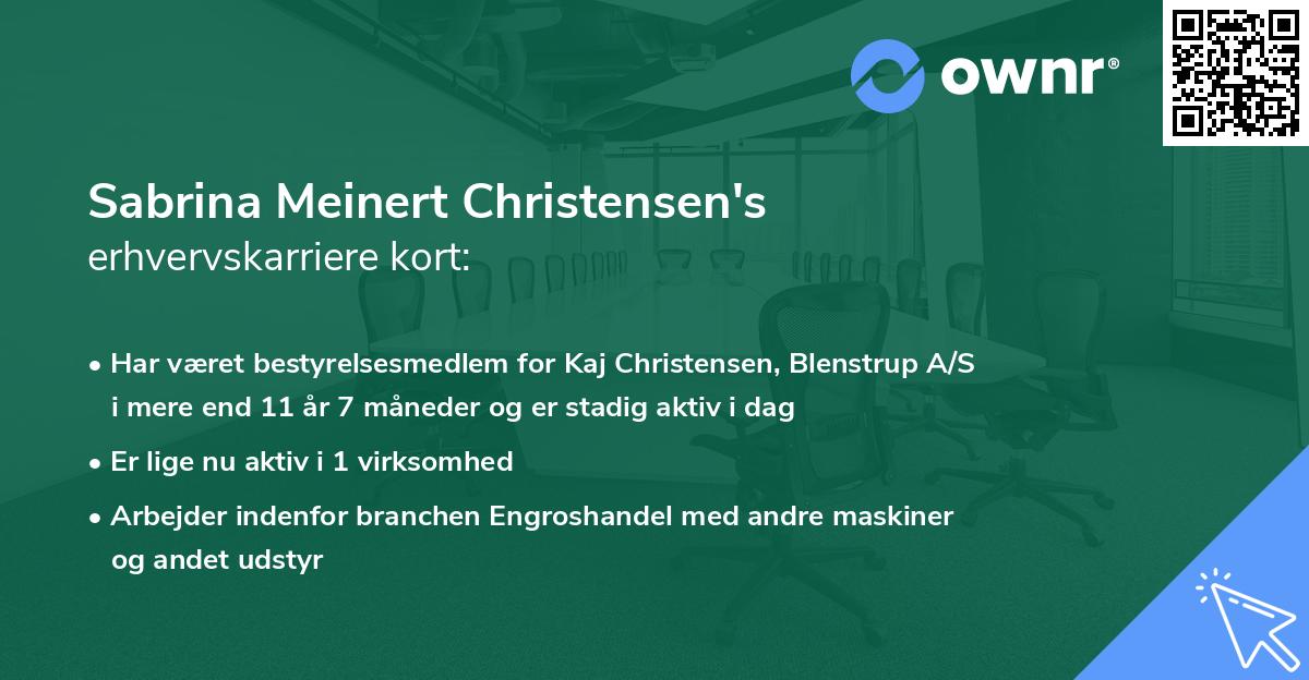 Sabrina Meinert Christensen's erhvervskarriere kort