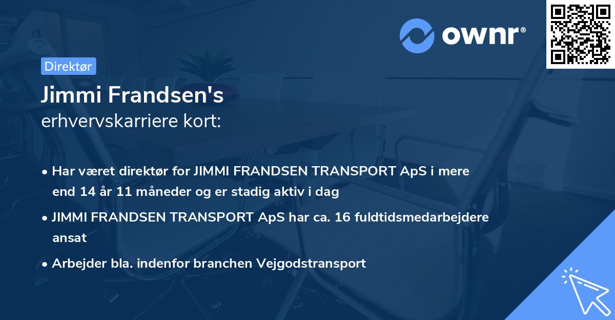 Jimmi Frandsen's erhvervskarriere kort