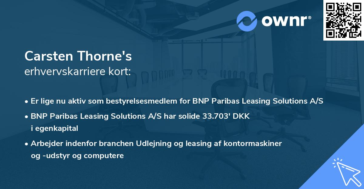 Carsten Thorne's erhvervskarriere kort