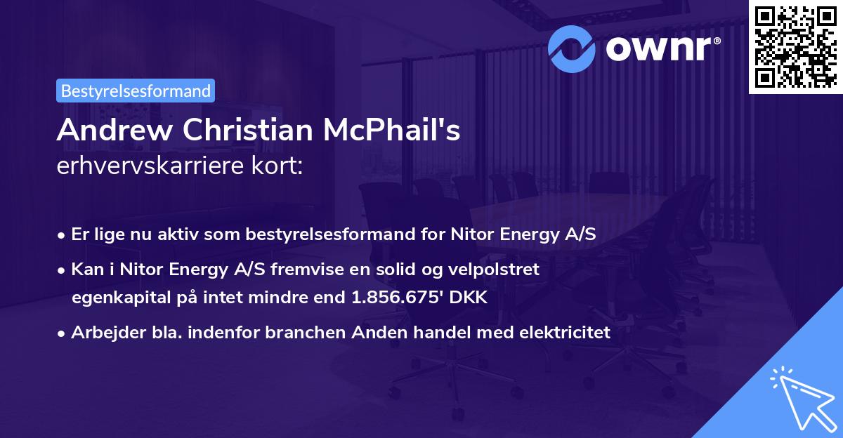 Andrew Christian McPhail's erhvervskarriere kort