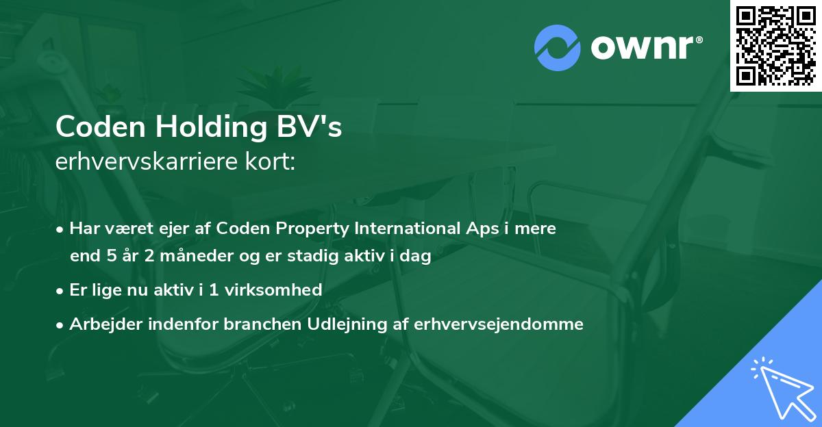 Coden Holding BV's erhvervskarriere kort