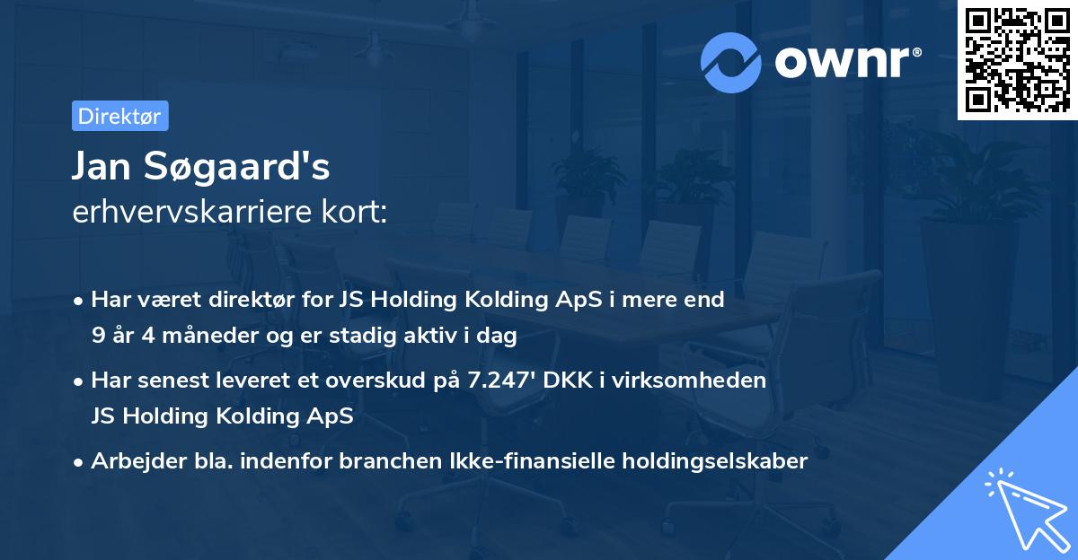 Jan Søgaard's erhvervskarriere kort