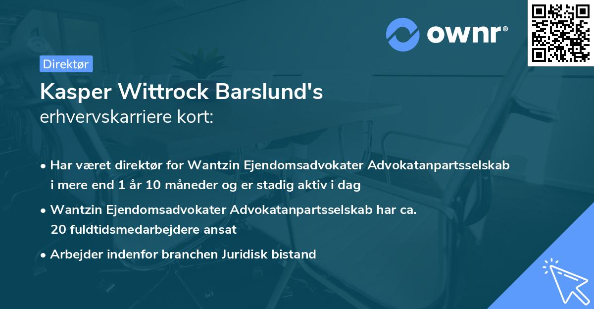 Kasper Wittrock Barslund's erhvervskarriere kort