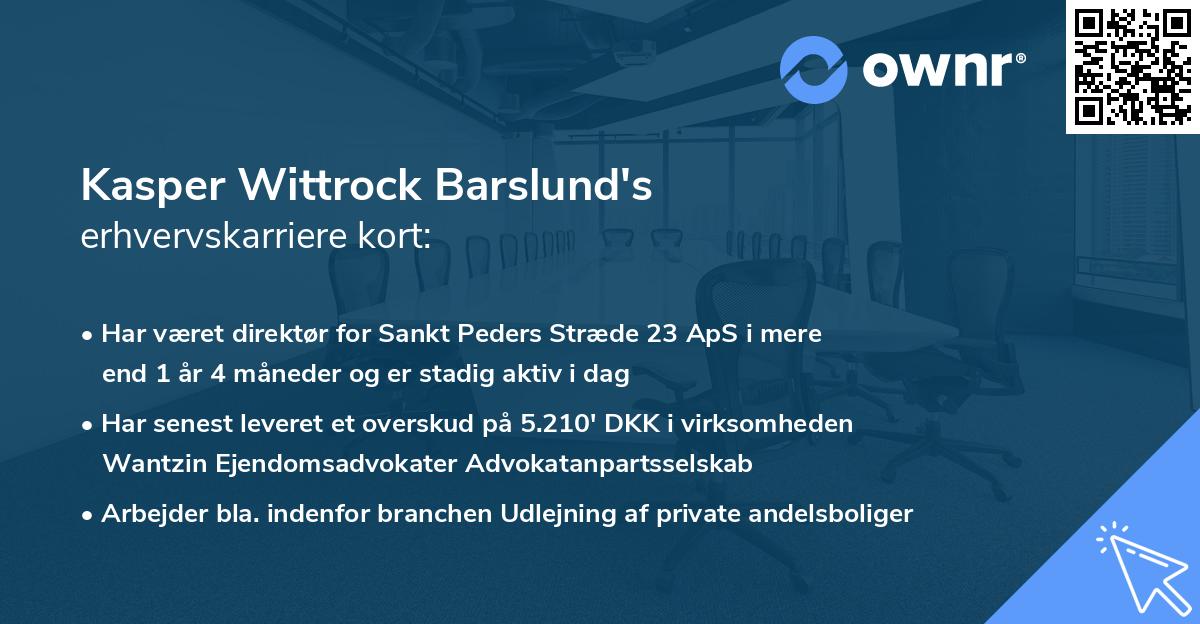 Kasper Wittrock Barslund's erhvervskarriere kort