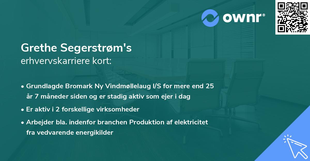 Grethe Segerstrøm's erhvervskarriere kort